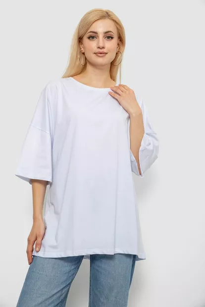 Футболка жіноча однотонна, колір білий, 244R3018