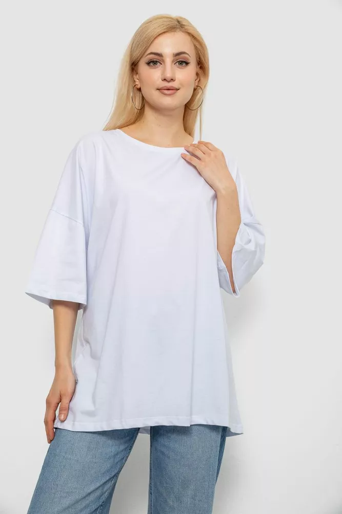 Купити Футболка жіноча однотонна, колір білий, 244R3018 - Фото №1