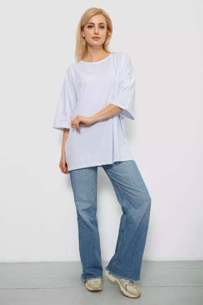 Купити Футболка жіноча однотонна, колір білий, 244R3018 - Фото №2