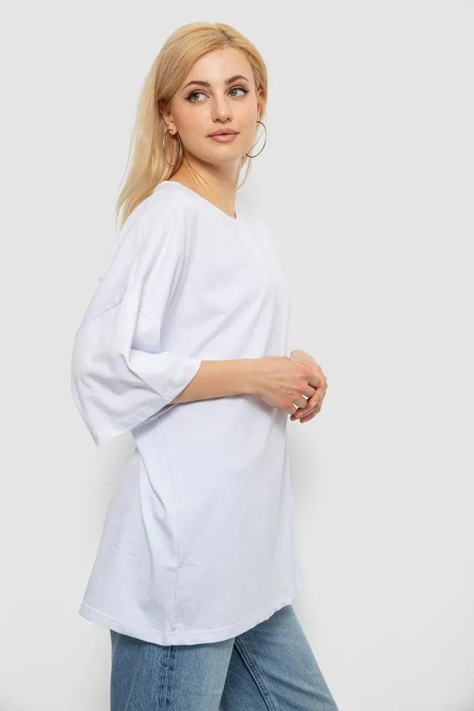 Купити Футболка жіноча однотонна, колір білий, 244R3018 - Фото №3