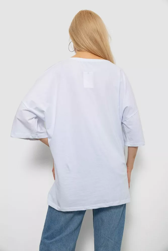 Купити Футболка жіноча однотонна, колір білий, 244R3018 - Фото №4