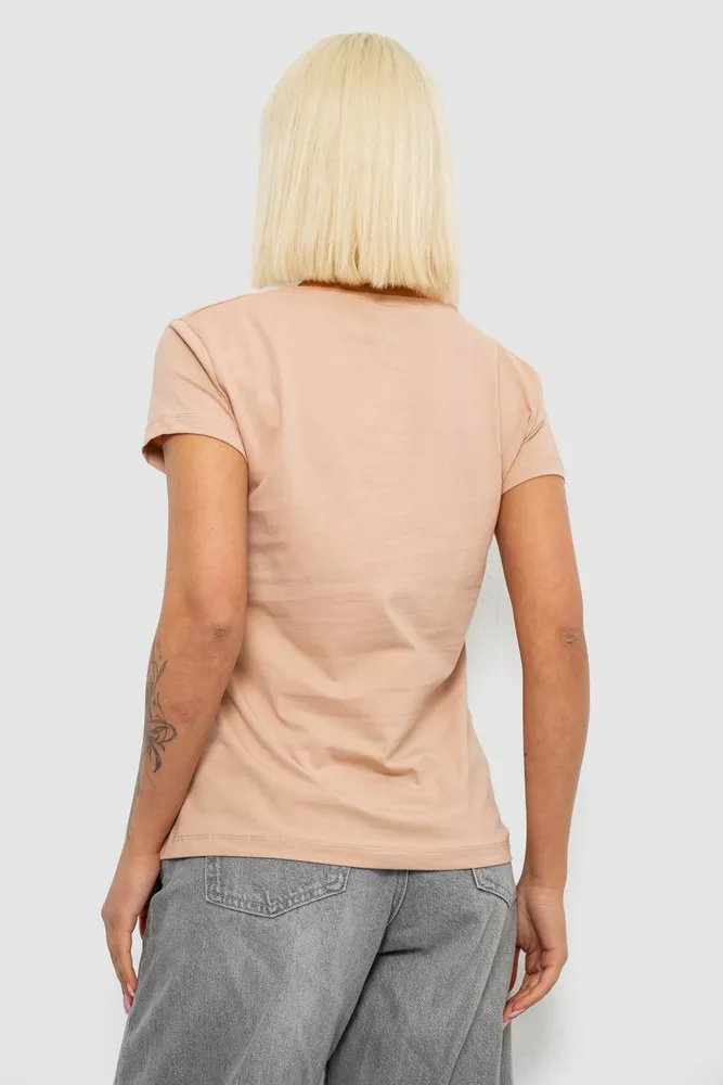 Купити Футболка жіноча з принтом, колір бежевий, 244R2232 - Фото №4