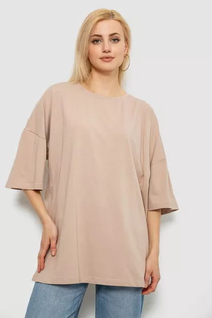 Футболка женская однотонная, цвет бежевый, 244R3018