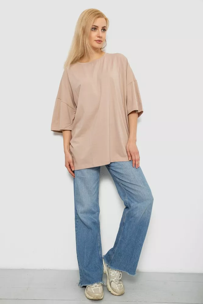 Купить Футболка женская однотонная, цвет бежевый, 244R3018 - Фото №2