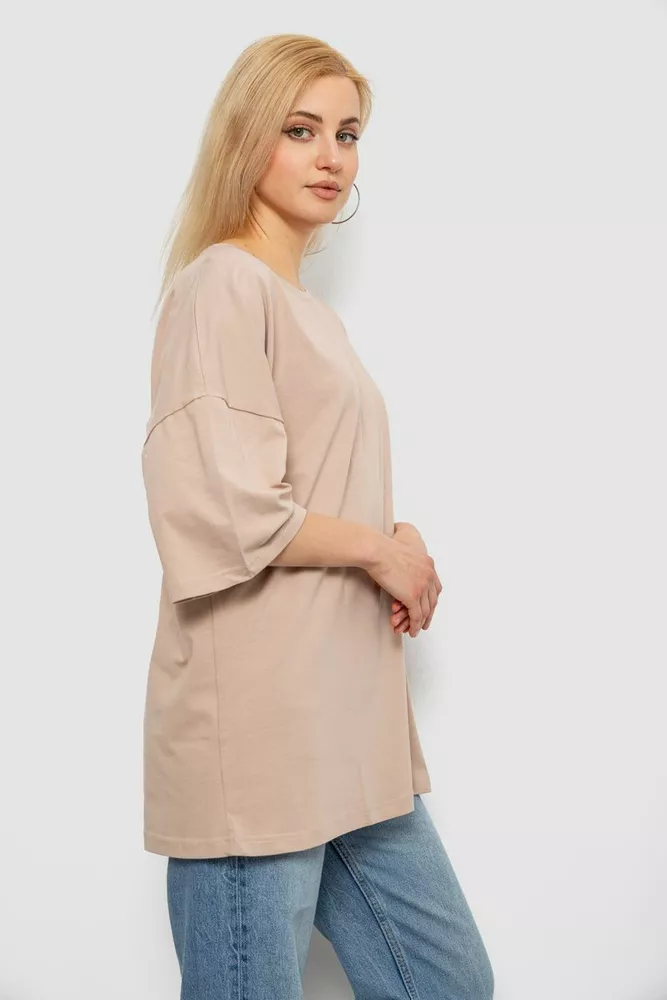 Купить Футболка женская однотонная, цвет бежевый, 244R3018 - Фото №3