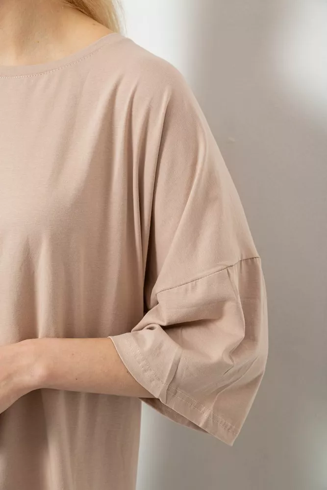 Купить Футболка женская однотонная, цвет бежевый, 244R3018 - Фото №5