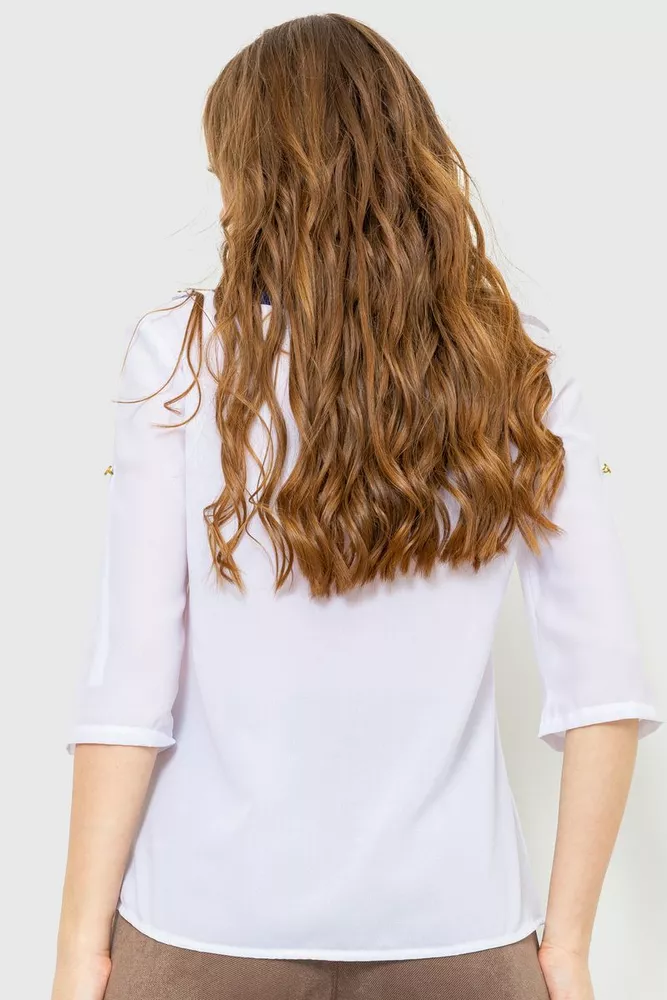 Купити Блуза класична  -уцінка, колір біло-синій, 230R111-U-18 - Фото №4