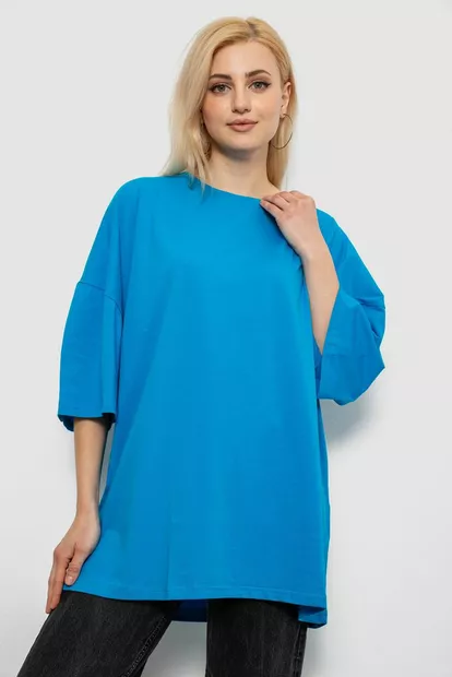 Футболка женская однотонная, цвет голубой, 244R3018