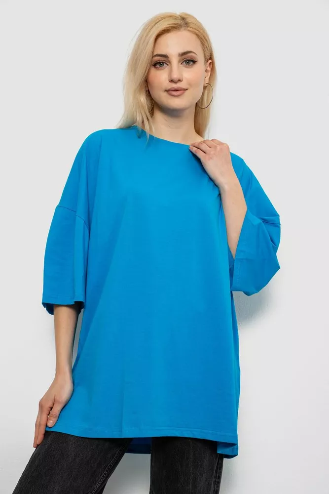 Купить Футболка женская однотонная, цвет голубой, 244R3018 - Фото №1