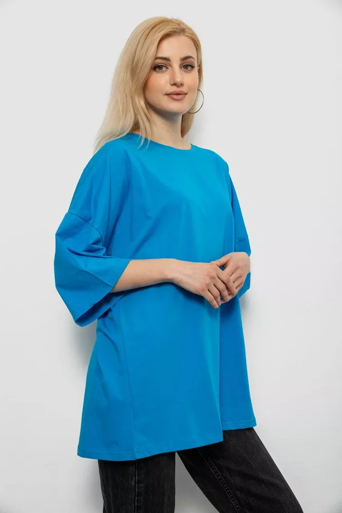 Купить Футболка женская однотонная, цвет голубой, 244R3018 - Фото №3