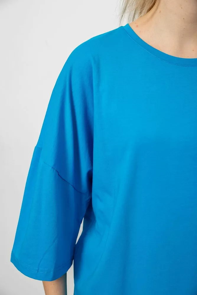 Купить Футболка женская однотонная, цвет голубой, 244R3018 - Фото №5
