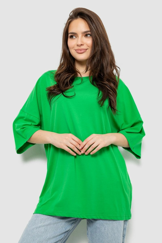 Купить Футболка женская однотонная, цвет зеленый, 244R3018 - Фото №1