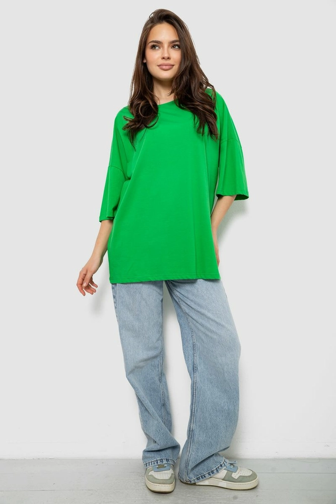 Купить Футболка женская однотонная, цвет зеленый, 244R3018 - Фото №2