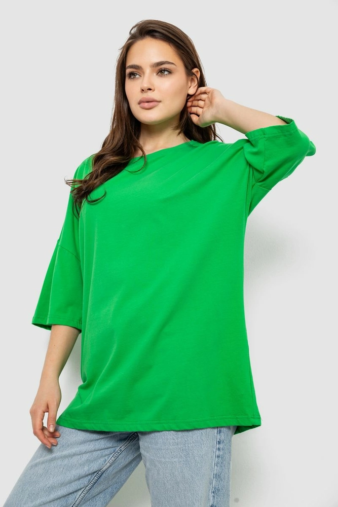 Купить Футболка женская однотонная, цвет зеленый, 244R3018 - Фото №3