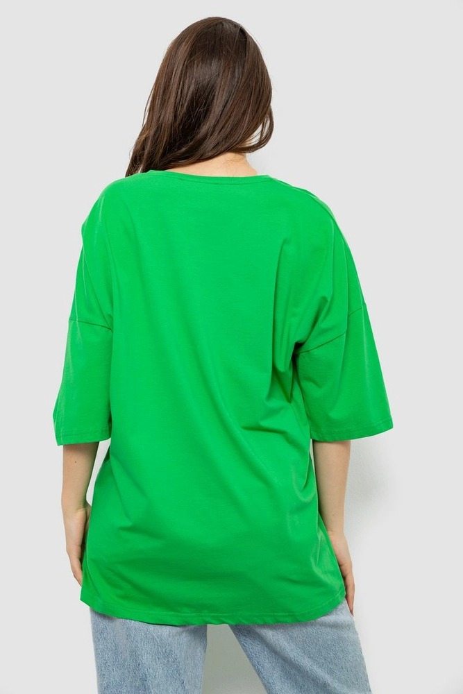 Купить Футболка женская однотонная, цвет зеленый, 244R3018 - Фото №4