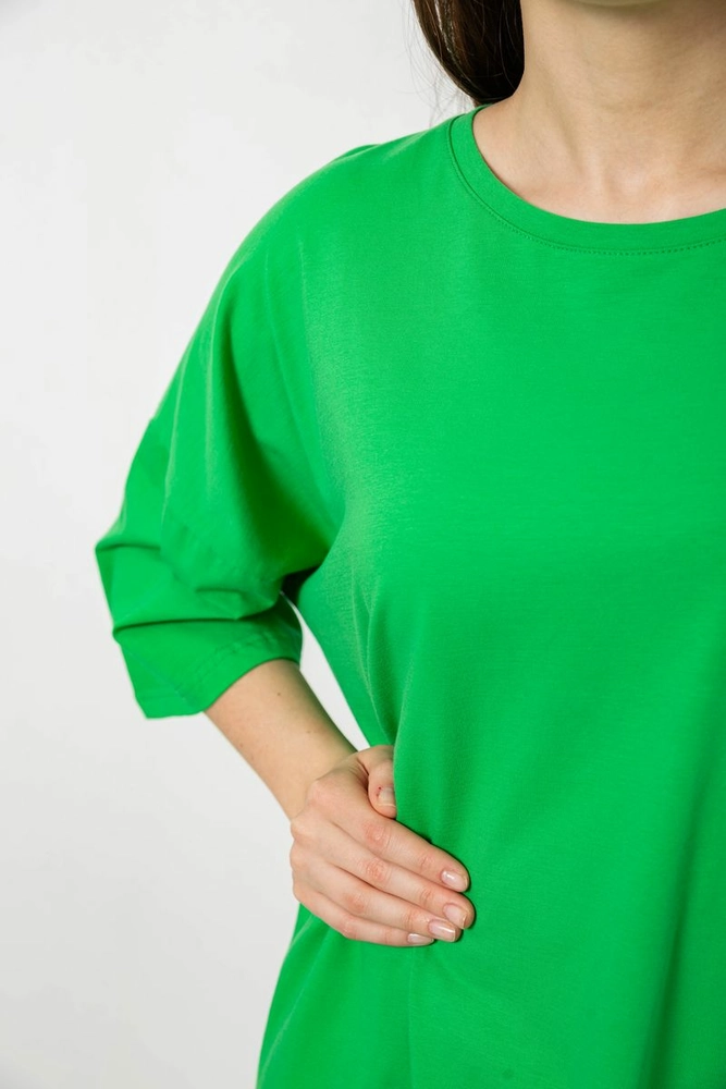 Купить Футболка женская однотонная, цвет зеленый, 244R3018 - Фото №5