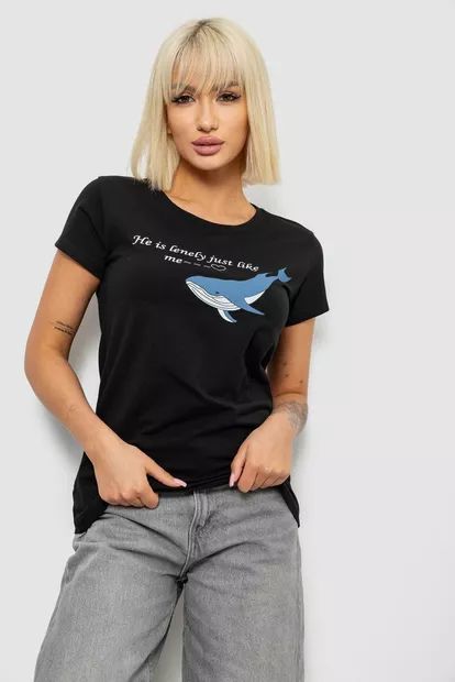 Футболка женская с принтом, цвет черный, 244R1006