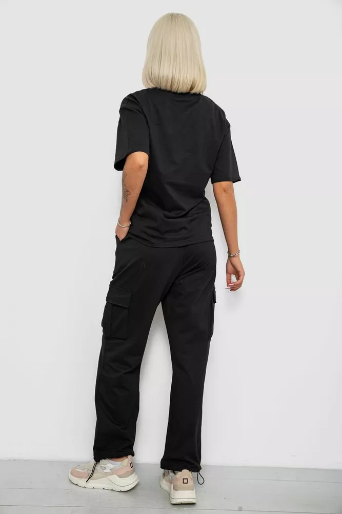Купить Костюм женский повседневный однотонный, цвет черный, 221R104 - Фото №4