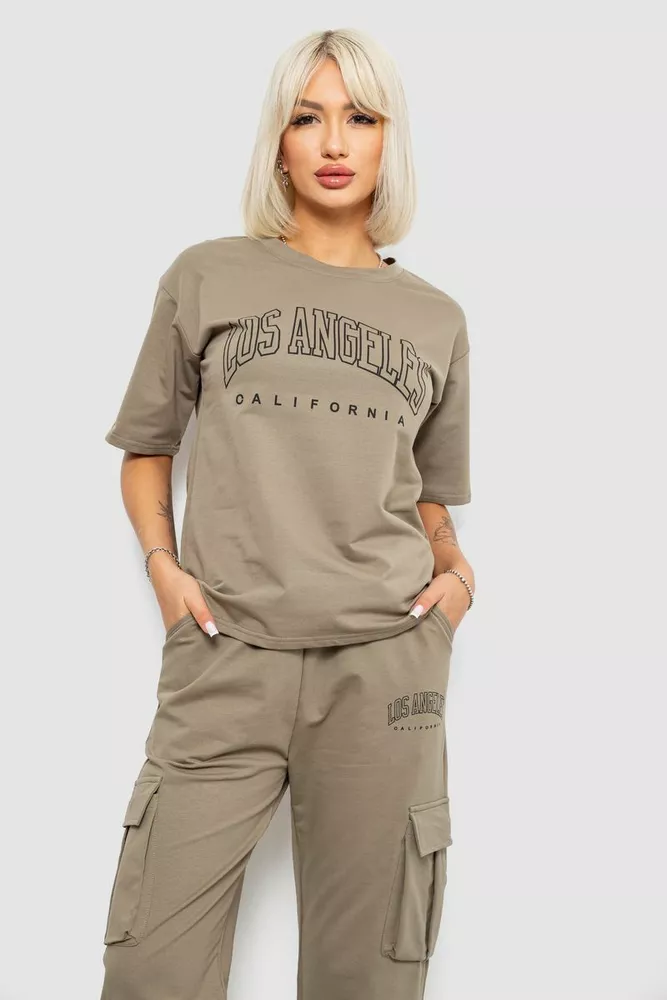 Купить Костюм женский повседневный однотонный, цвет хаки, 221R104 - Фото №2