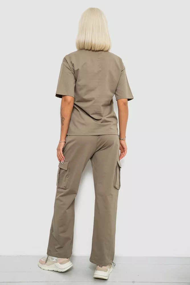 Купить Костюм женский повседневный однотонный, цвет хаки, 221R104 - Фото №4