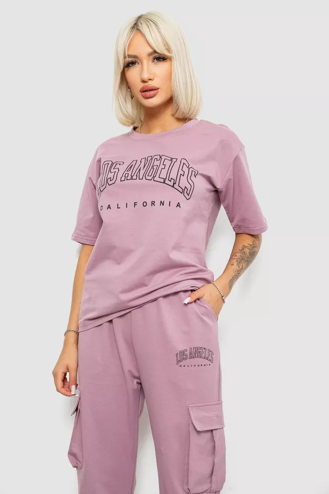 Купить Костюм женский повседневный однотонный, цвет пудровый, 221R104 - Фото №2