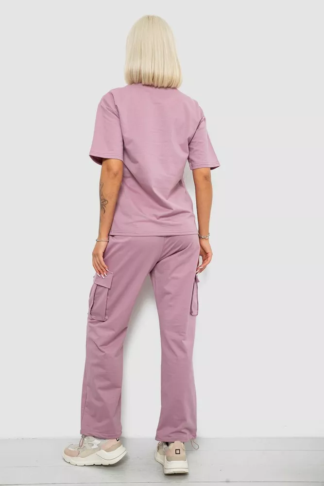 Купить Костюм женский повседневный однотонный, цвет пудровый, 221R104 - Фото №4