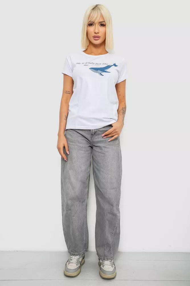 Купить Футболка женская с принтом, цвет белый, 244R1006 - Фото №2