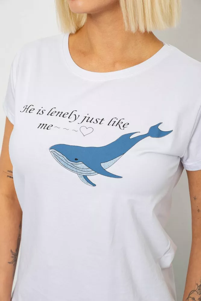 Купить Футболка женская с принтом, цвет белый, 244R1006 - Фото №5