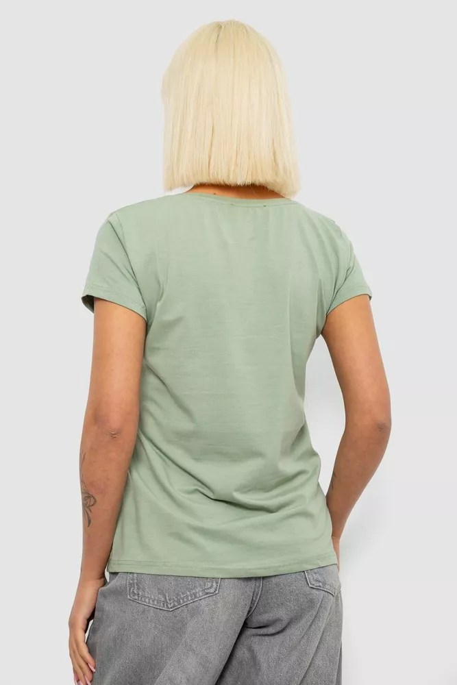 Купить Футболка женская с принтом, цвет оливковый, 244R1006 - Фото №4