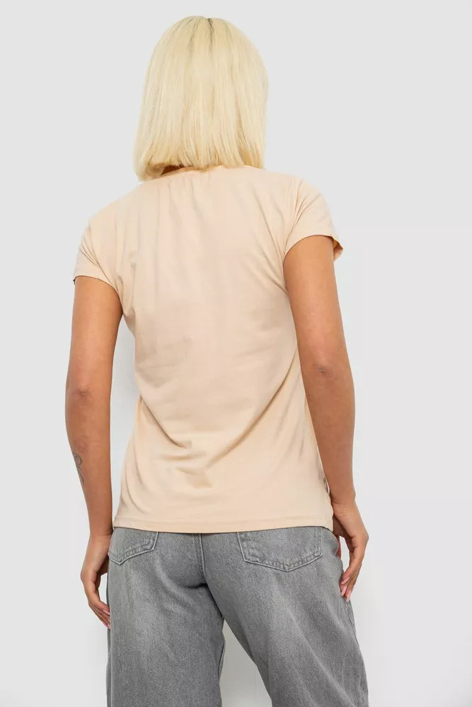 Купить Футболка женская с принтом, цвет бежевый, 244R1006 - Фото №4