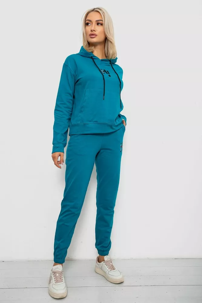 Купить Спортивный костюм женский двухнитка  -уценка, цвет бирюзовый, 214R1419-003-U-19 оптом - Фото №3