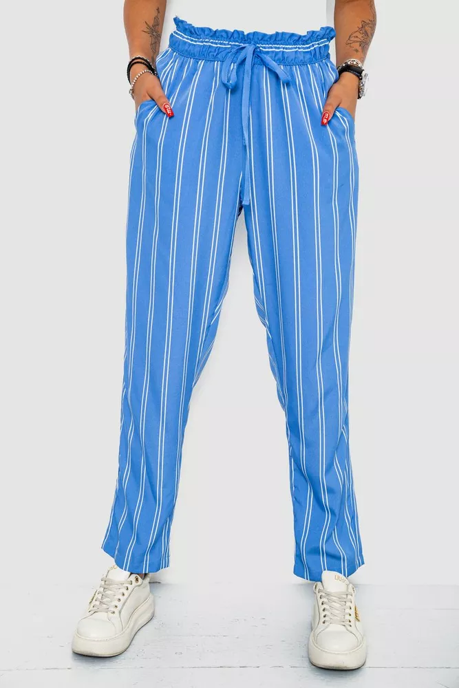 Купить Брюки женские в полоску, цвет голубой, 244R306 - Фото №1
