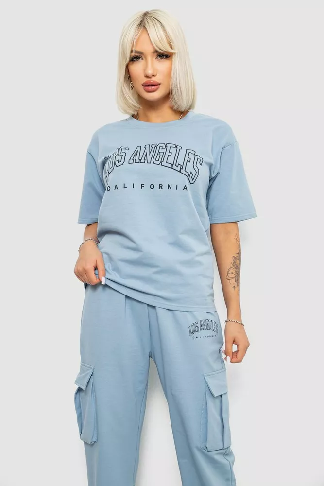 Купить Костюм женский повседневный однотонный, цвет голубой, 221R104 - Фото №2