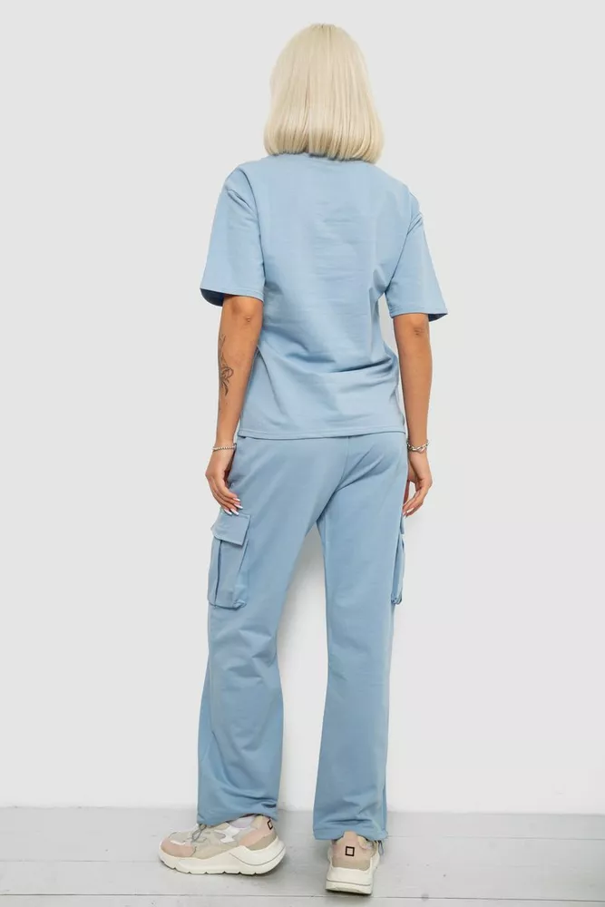 Купить Костюм женский повседневный однотонный, цвет голубой, 221R104 - Фото №4