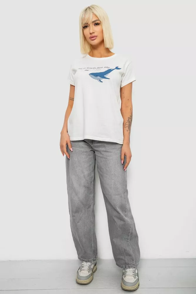 Купить Футболка женская с принтом, цвет молочный, 244R1006 - Фото №2