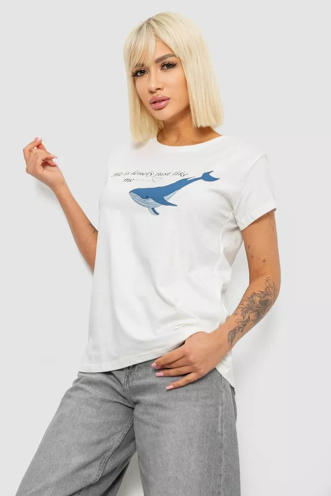 Купить Футболка женская с принтом, цвет молочный, 244R1006 - Фото №3