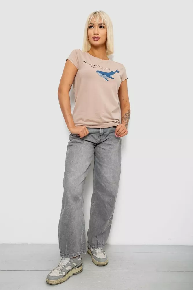 Купить Футболка женская с принтом, цвет мокко, 244R1006 - Фото №2