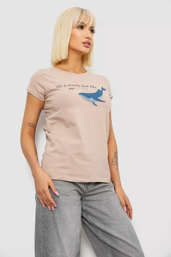 Купить Футболка женская с принтом, цвет мокко, 244R1006 - Фото №3