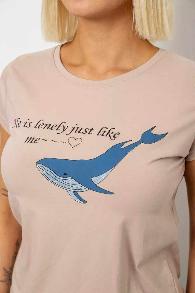 Купить Футболка женская с принтом, цвет мокко, 244R1006 - Фото №5