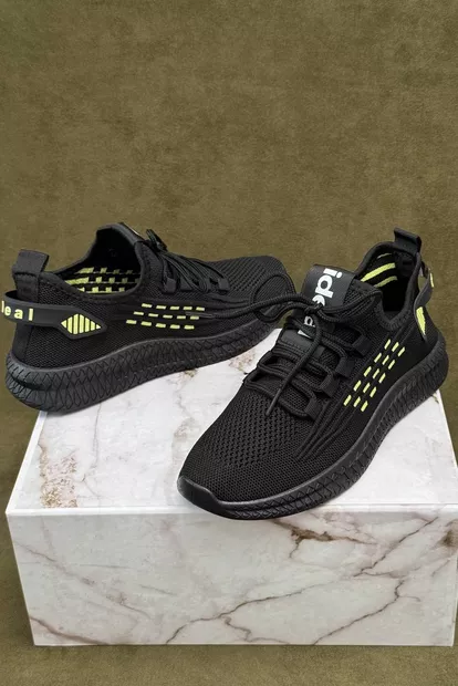 Кроссовки женские тексиль, цвет черно-желтый, 243RF58