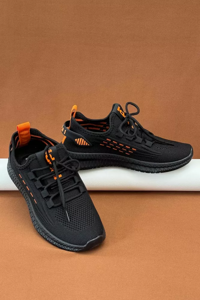 Купити Кросівки жіночі  текстиль, колір чорно-помаранчевий, 243RF58 - Фото №1