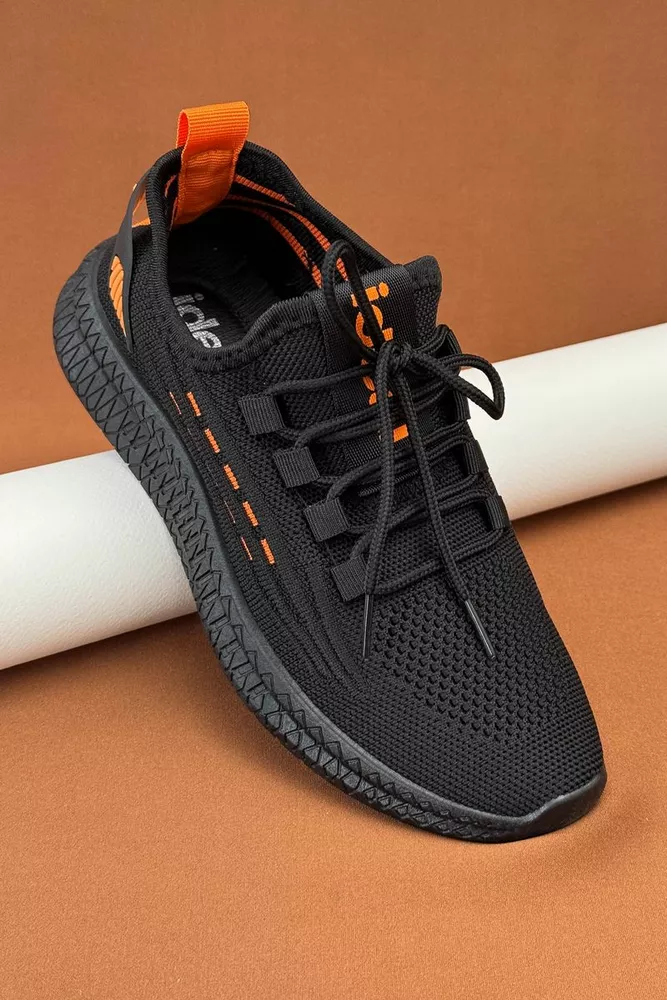 Купити Кросівки жіночі  текстиль, колір чорно-помаранчевий, 243RF58 - Фото №2