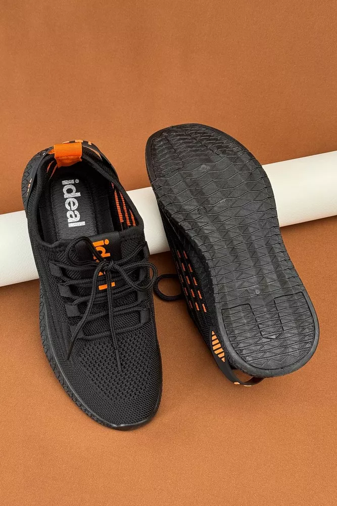 Купити Кросівки жіночі  текстиль, колір чорно-помаранчевий, 243RF58 - Фото №3