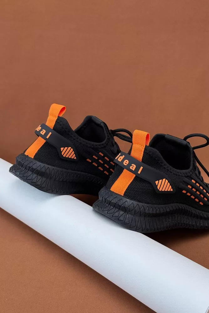 Купити Кросівки жіночі  текстиль, колір чорно-помаранчевий, 243RF58 - Фото №4