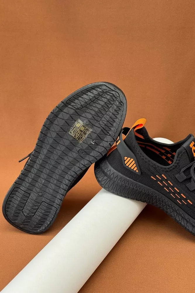 Купити Кросівки жіночі  текстиль, колір чорно-помаранчевий, 243RF58 - Фото №5