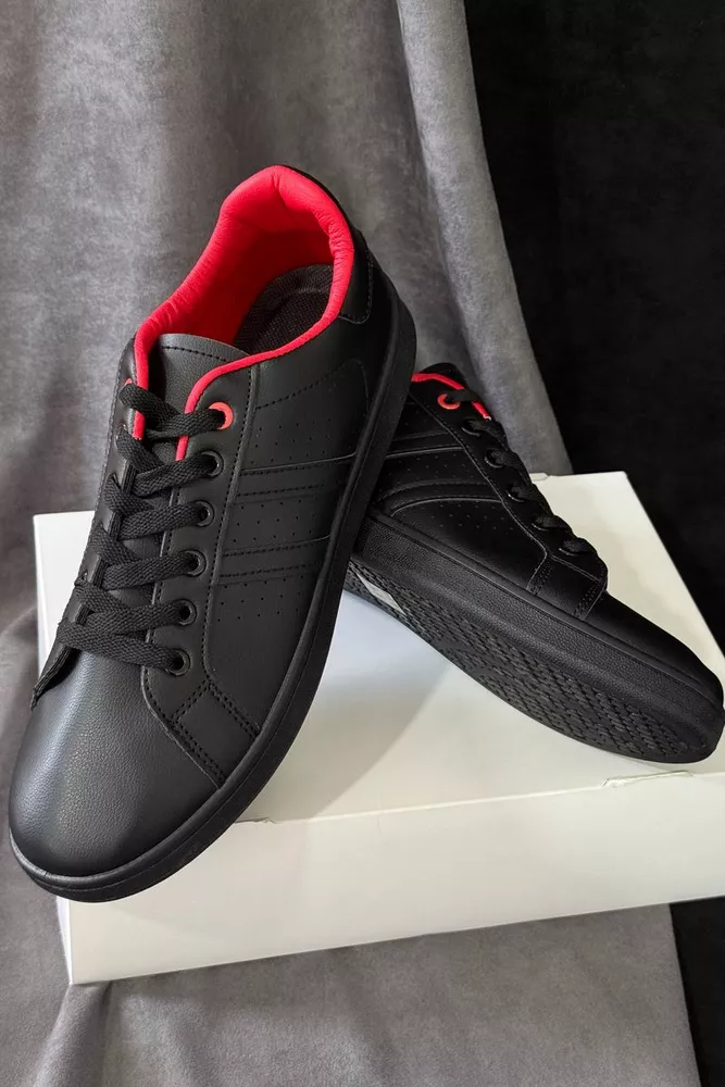 Купити Кеди чоловічі, колір чорно-червоний, 248RR217-11A оптом - Фото №3