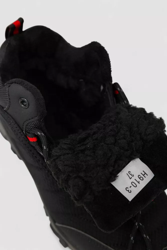 Купить Кроссовки женские зимние на меху, цвет черно-красный, 248RH910 - Фото №6