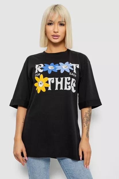 Футболка женская с принтом, цвет черный, 244R2803