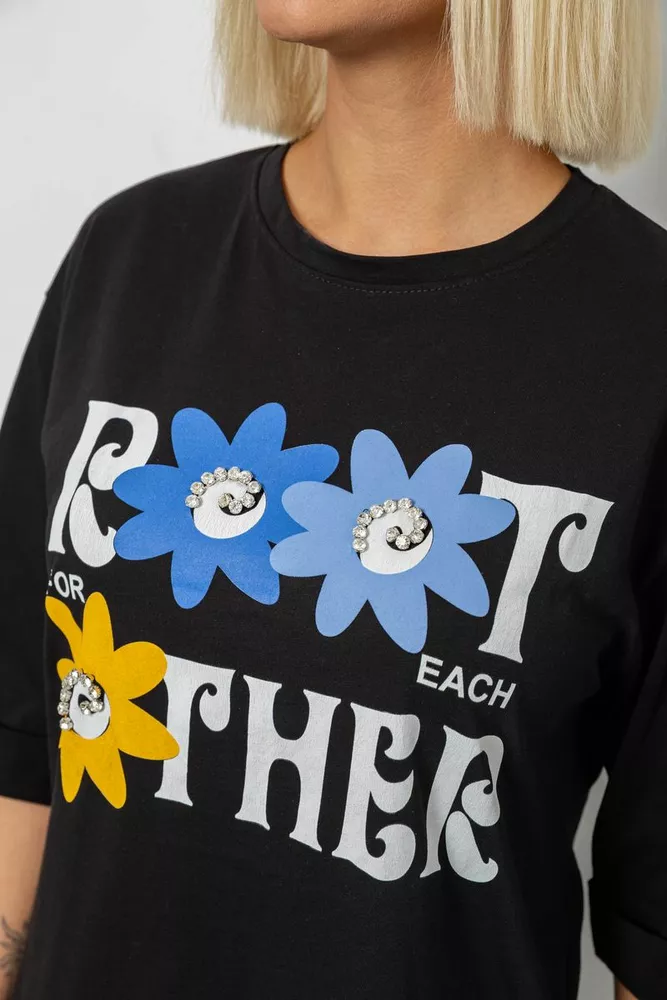 Купить Футболка женская с принтом, цвет черный, 244R2803 - Фото №5