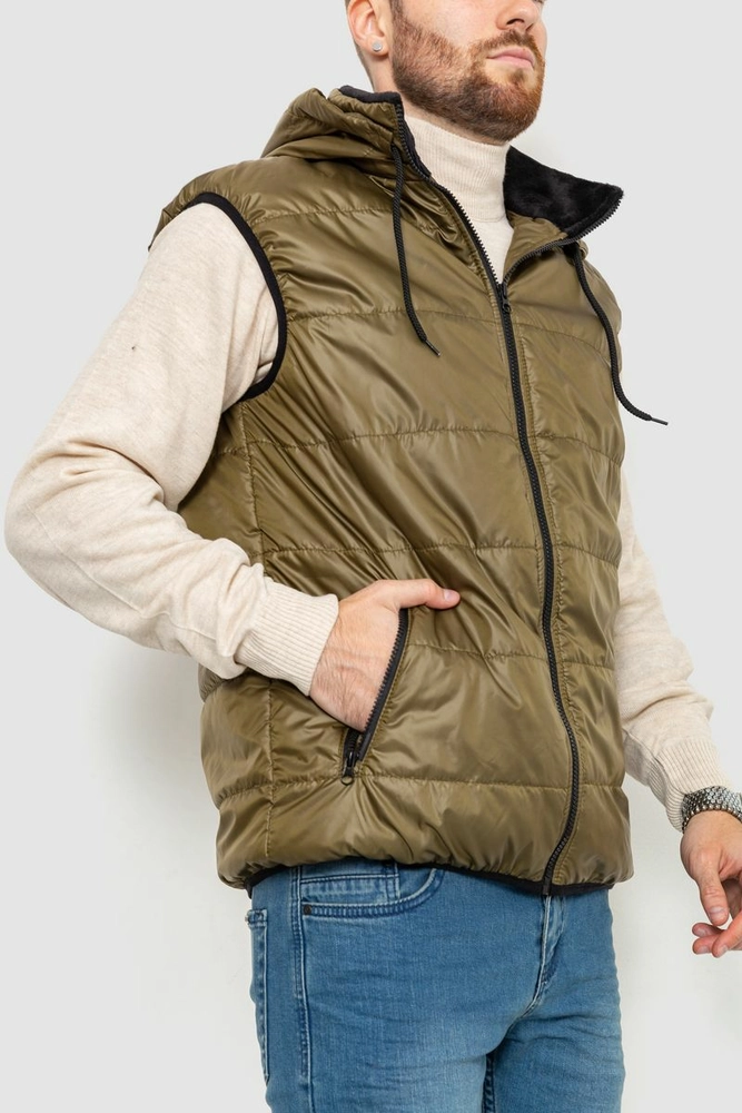 Купити Жилетка чоловіча з капюшоном, колір хакі, 102R340-2 - Фото №3